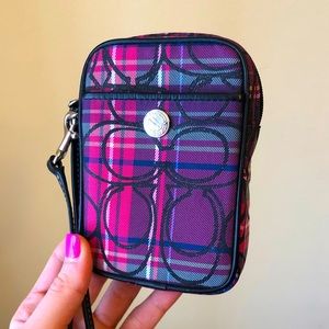 Coach Pink Plaid Digital Camera Holder